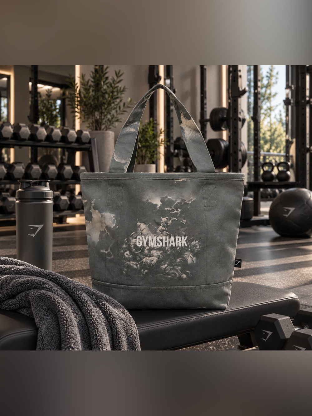 Gymshark Frazetta Tote Bag Grey Black NEW